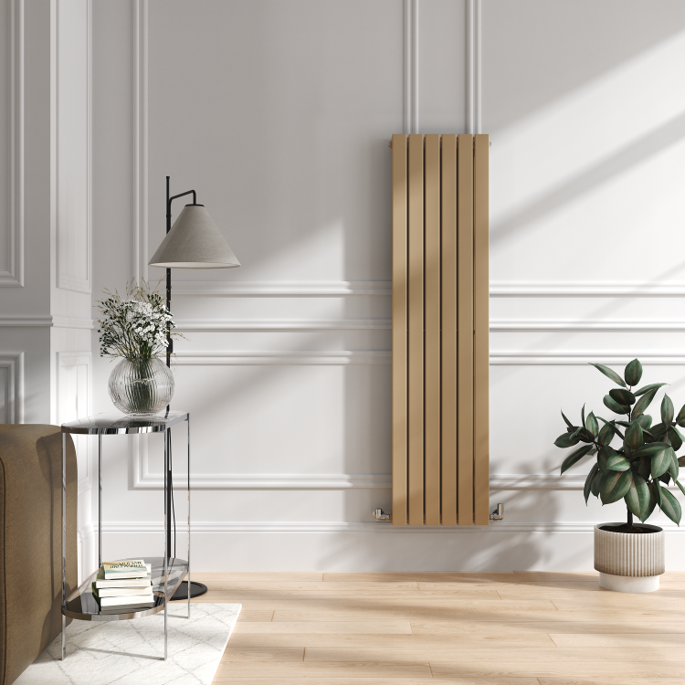 Riace Elk brown Vertical Flat Designer Radiator 1600x408mm Double Panel 3687 BTU - Image 2