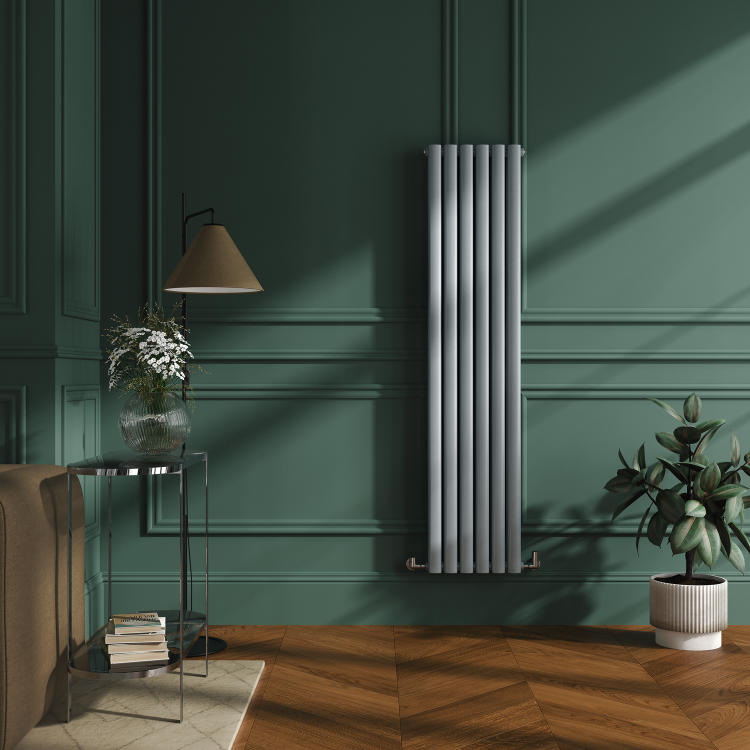 Sorrento Salt & Pepper Vertical Oval Designer Radiator 1600x354mm Double Panel 3351 BTU - Image 2