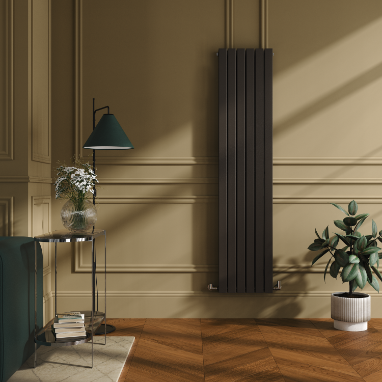 Riace Russet Vertical Flat Designer Radiator 1800x408mm Double Panel 4168 BTU - Image 2