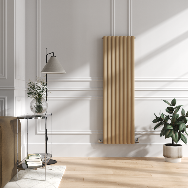 Sorrento Elk brown Vertical Oval Designer Radiator 1600x472mm Double Panel 4468 BTU - Image 2