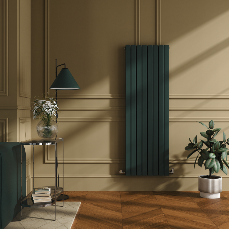 Riace Evergreen Vertical Flat Designer Radiator 1600x544mm Double Panel 4916 BTU - Image 2