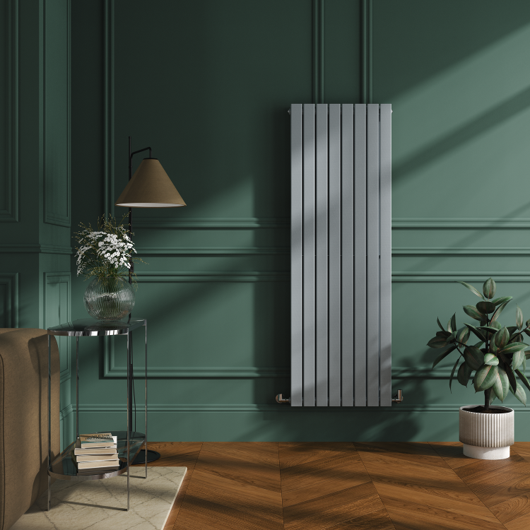 Riace Salt & Pepper Vertical Flat Designer Radiator 1600x544mm Double Panel 4916 BTU - Image 2