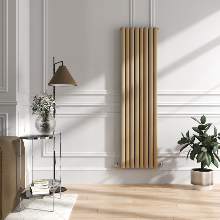 Sorrento Elk brown Vertical Oval Designer Radiator 1800x472mm Double Panel 4983 BTU - Image 2