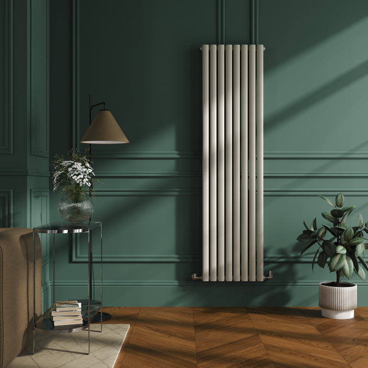 Sorrento Linen Vertical Oval Designer Radiator 1800x472mm Double Panel 4983 BTU - Image 2