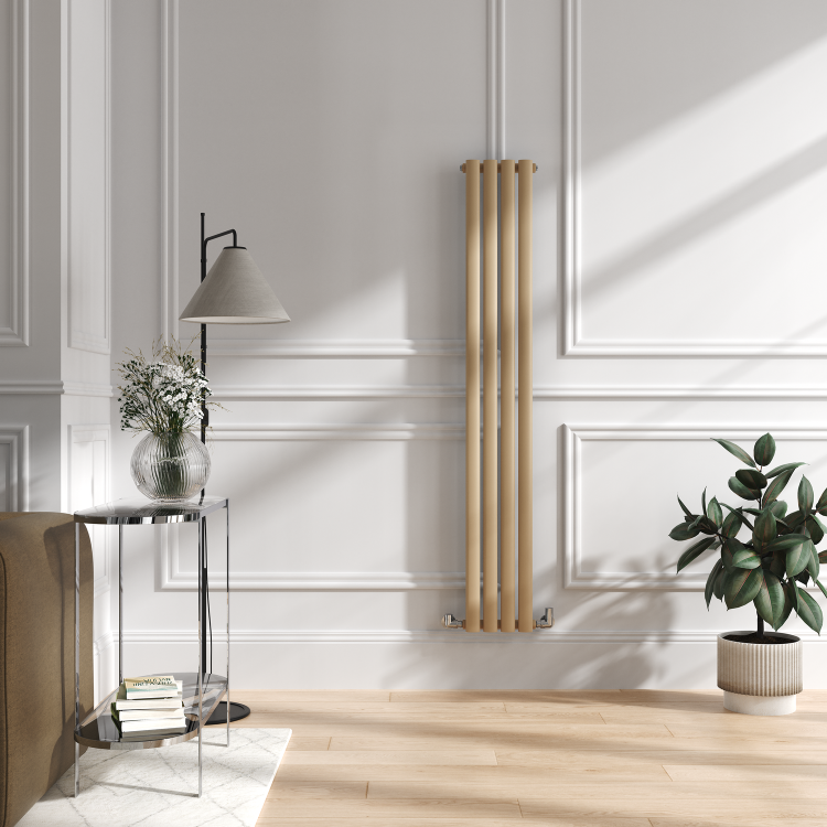 Sorrento Elk brown Vertical Oval Designer Radiator 1600x236mm Single Panel 1521 BTU - Image 2