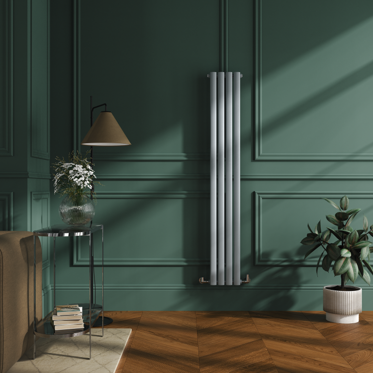 Sorrento Salt & Pepper Vertical Oval Designer Radiator 1600x236mm Single Panel 1521 BTU - Image 3