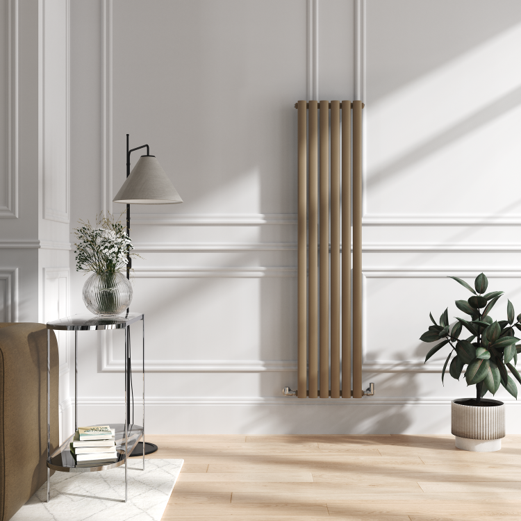 Sorrento Beige grey Vertical Oval Designer Radiator 1600x354mm Single Panel 2282 BTU - Image 2