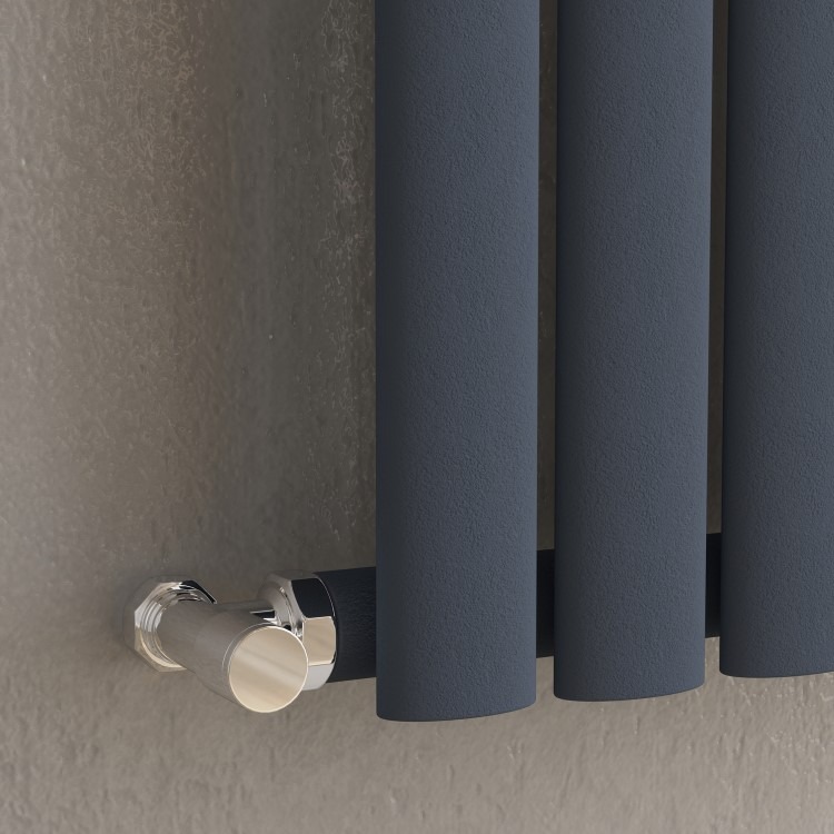 Sorrento Anthracite Vertical Oval Designer Radiator 1600x354mm Single Panel 2282 BTU - Image 2