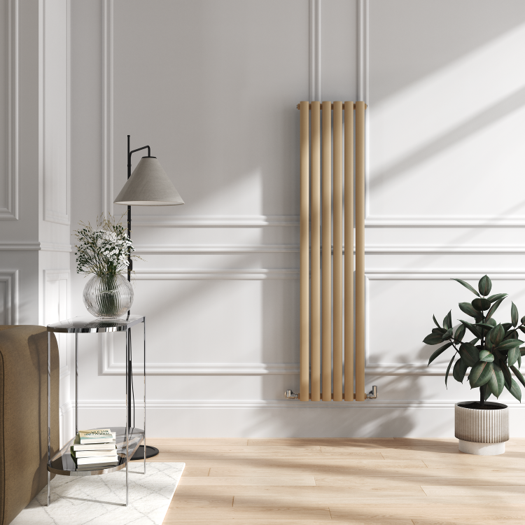 Sorrento Elk brown Vertical Oval Designer Radiator 1600x354mm Single Panel 2282 BTU - Image 2