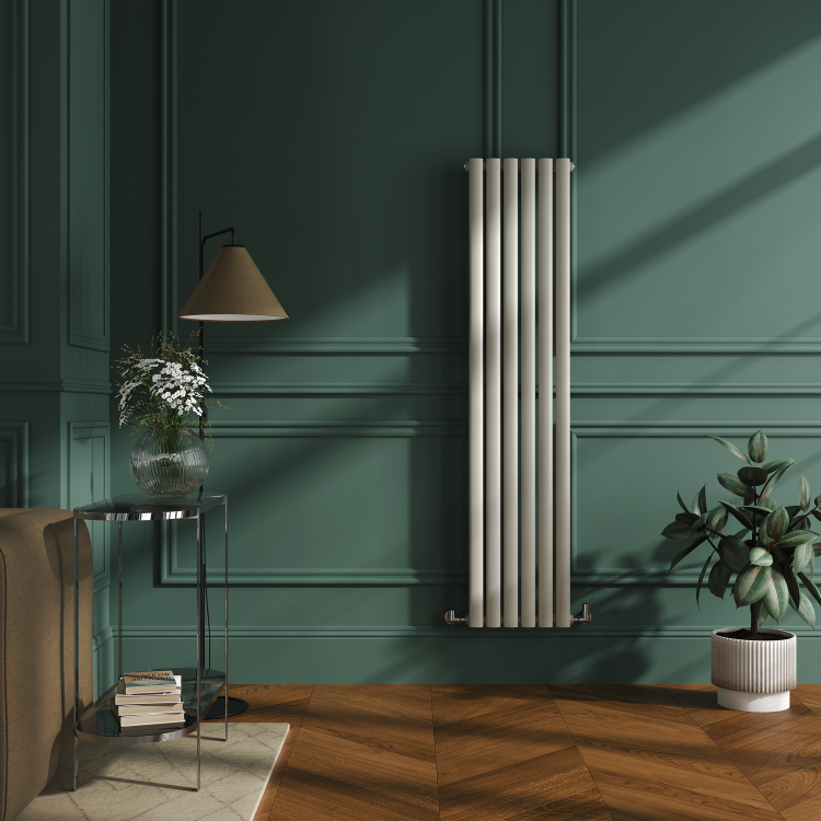 Sorrento Linen Vertical Oval Designer Radiator 1600x354mm Single Panel 2282 BTU - Image 2