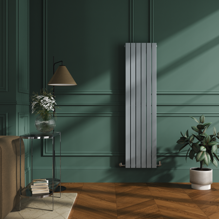 Riace Salt & Pepper Vertical Flat Designer Radiator 1600x408mm Single Panel 2442 BTU - Image 3