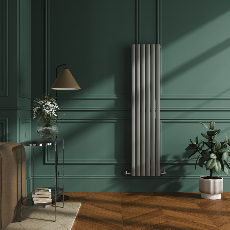 Sorrento Smoked Stone Vertical Oval Designer Radiator 1600x354mm Single Panel 2282 BTU - Image 2