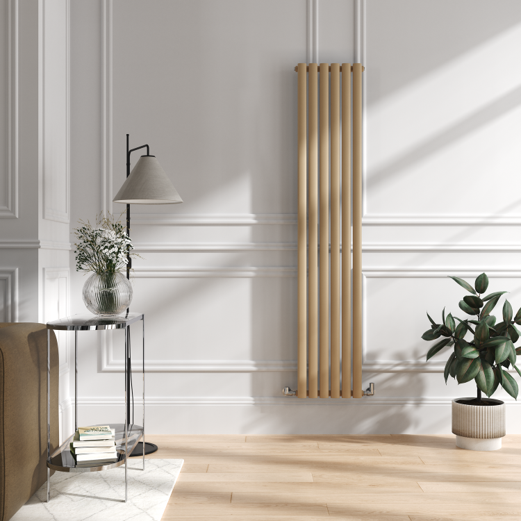 Sorrento Elk brown Vertical Oval Designer Radiator 1800x354mm Single Panel 2530 BTU - Image 2