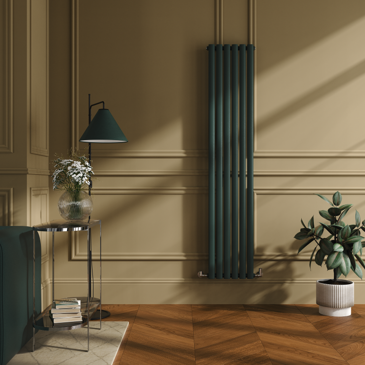 Sorrento Evergreen Vertical Oval Designer Radiator 1800x354mm Single Panel 2530 BTU - Image 2