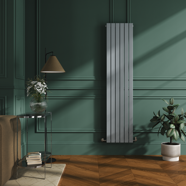 Riace Salt & Pepper Vertical Flat Designer Radiator 1800x408mm Single Panel 2705 BTU - Image 2