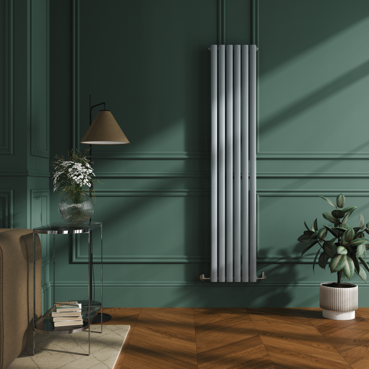 Sorrento Salt & Pepper Vertical Oval Designer Radiator 1800x354mm Single Panel 2530 BTU - Image 2