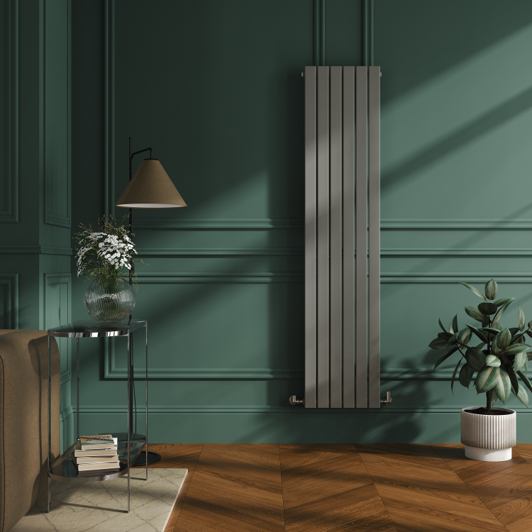 Riace Smoked Stone Vertical Flat Designer Radiator 1800x408mm Single Panel 2705 BTU - Image 2