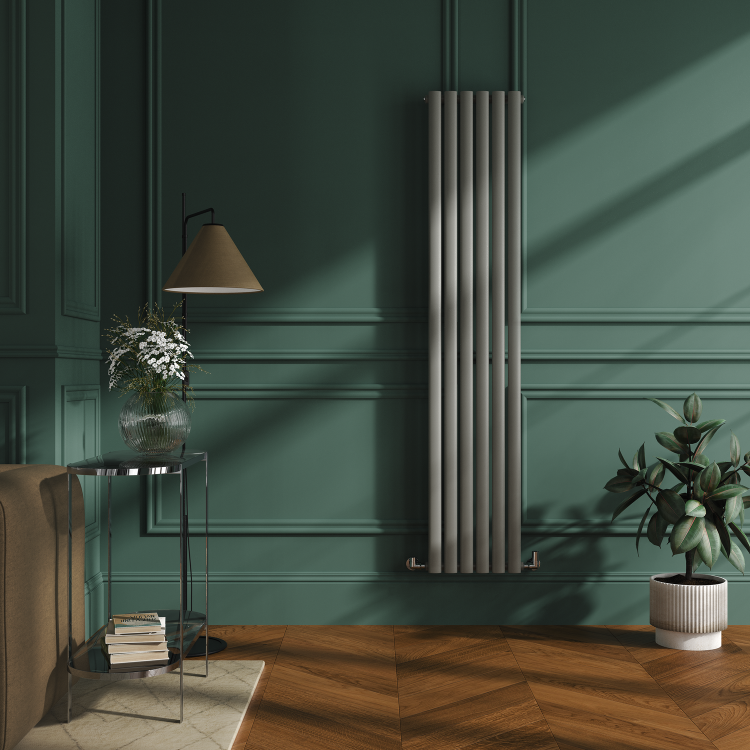 Sorrento Smoked Stone Vertical Oval Designer Radiator 1800x354mm Single Panel 2530 BTU - Image 5