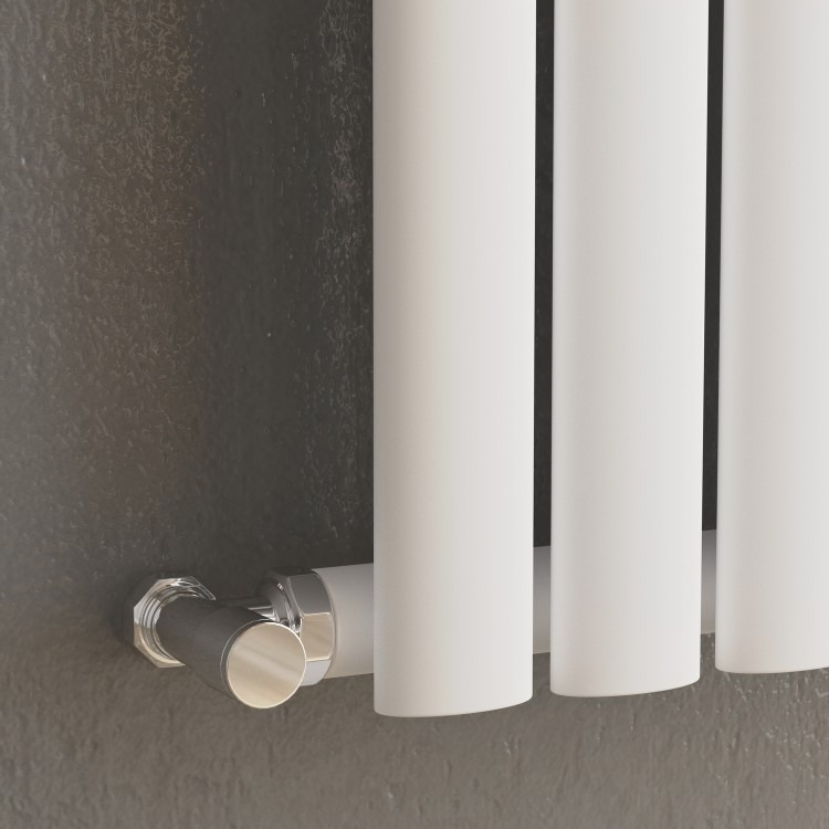 Sorrento White Vertical Oval Designer Radiator 1600x472mm Single Panel 3043 BTU - Image 2