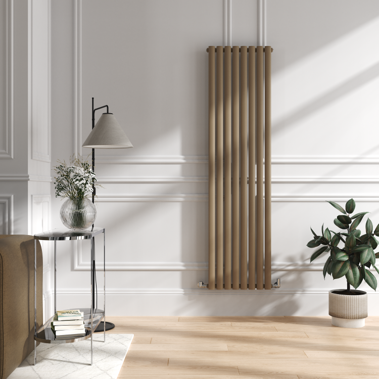 Sorrento Beige grey Vertical Oval Designer Radiator 1800x472mm Single Panel 3373 BTU - Image 2