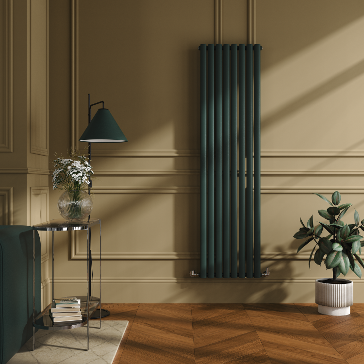 Sorrento Evergreen Vertical Oval Designer Radiator 1800x472mm Single Panel 3373 BTU - Image 2