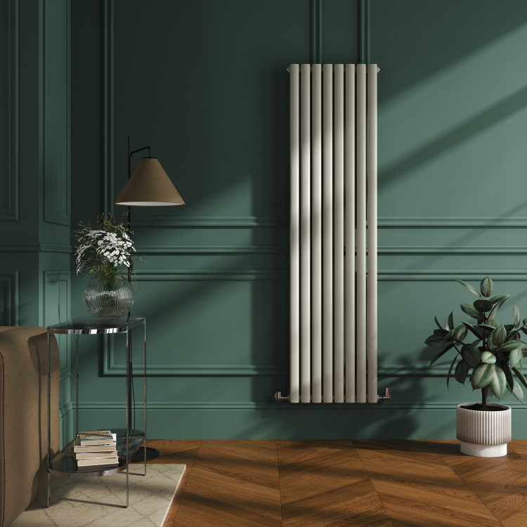 Sorrento Linen Vertical Oval Designer Radiator 1800x472mm Single Panel 3373 BTU - Image 2