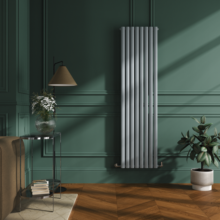 Sorrento Salt & Pepper Vertical Oval Designer Radiator 1800x472mm Single Panel 3373 BTU - Image 2