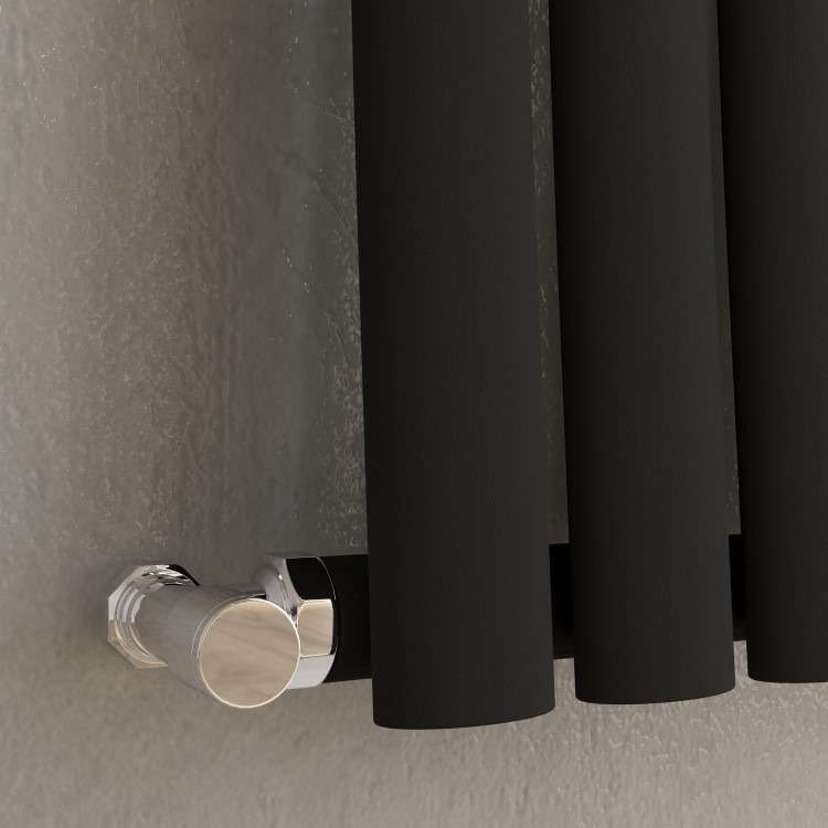 Onda Midnight Black Vertical Oval Waved Designer Radiator 1800x413mm Single Panel 2926 BTU - Image 2