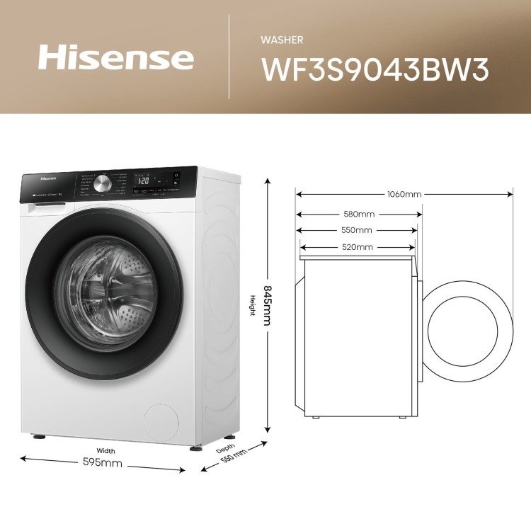Hisense 3S Series 9kg 1400rpm Washing Machine - White - Image 9