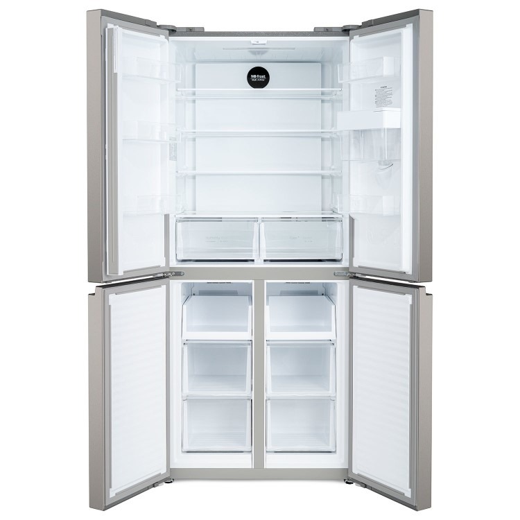 electriQ 415 Litre Four Door American Fridge Freezer with Water Dispenser - Stainless Steel - Image 4