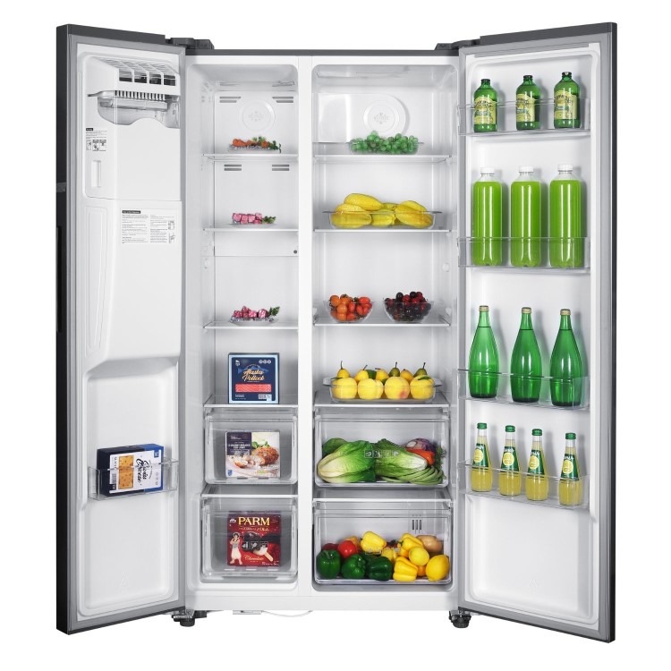 electriQ 513 Litre Side-by-Side American Fridge Freezer – Stainless Steel - Image 2