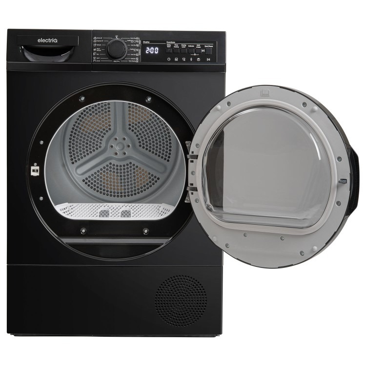 electriQ 12kg Heat Pump Tumble Dryer - A++ Rated, Sensor Dry - Black - Image 2