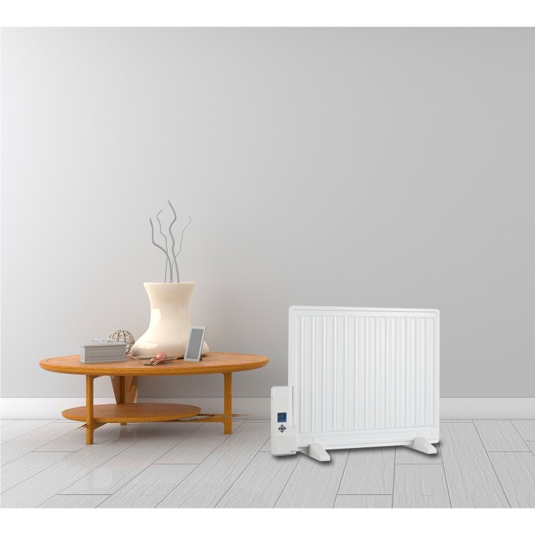 electriQ 800W Slim Wall Mounted Oil Filled Radiator H550xW950mm Weekly Timer - White - Image 6