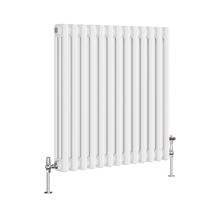 Reggio White Horizontal Triple Column Traditional Radiator 600x605mm 2586 BTU - Cast Iron Style - Image 3