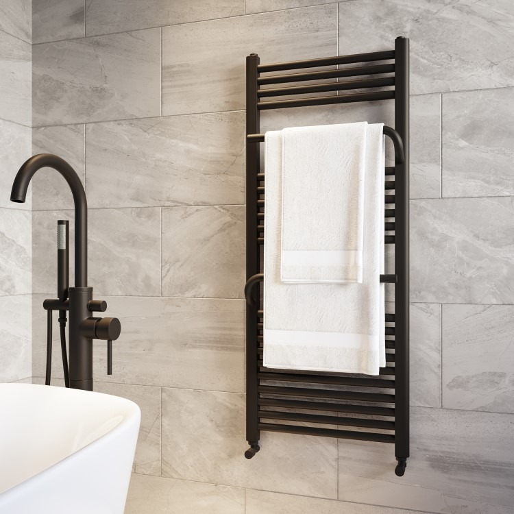 Black Towel Radiator 1200 x 500mm - Nazco - Image 3