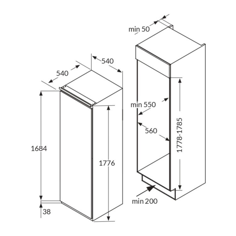 Amica 204 Litre Upright Integrated Freezer - Image 3