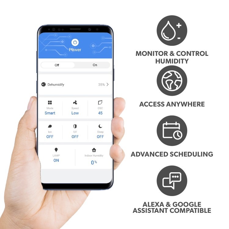 electriQ 8 Litre Smart App Alexa Desiccant Dehumidifier with Heater and Ioniser - Image 4