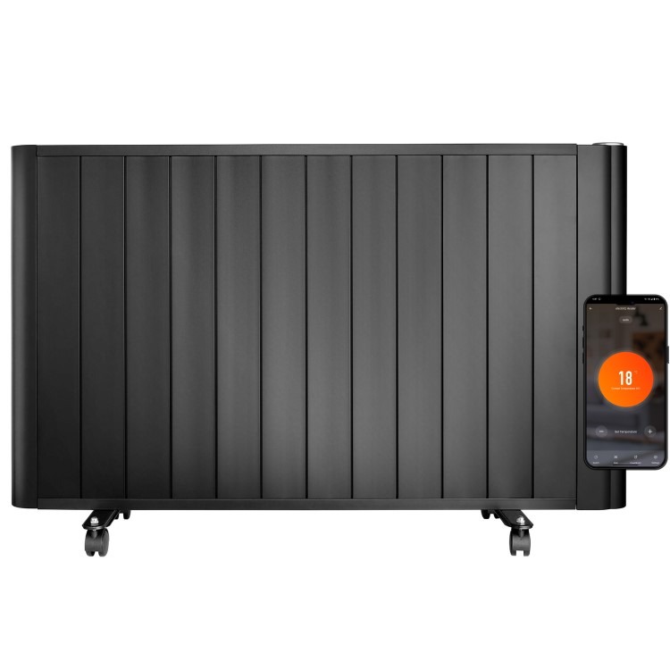 electriQ 2000W Smart Aluminium Electric Designer Radiator Sleek Black Wall Mounted - Energy Efficient Panel Heater - Image 3