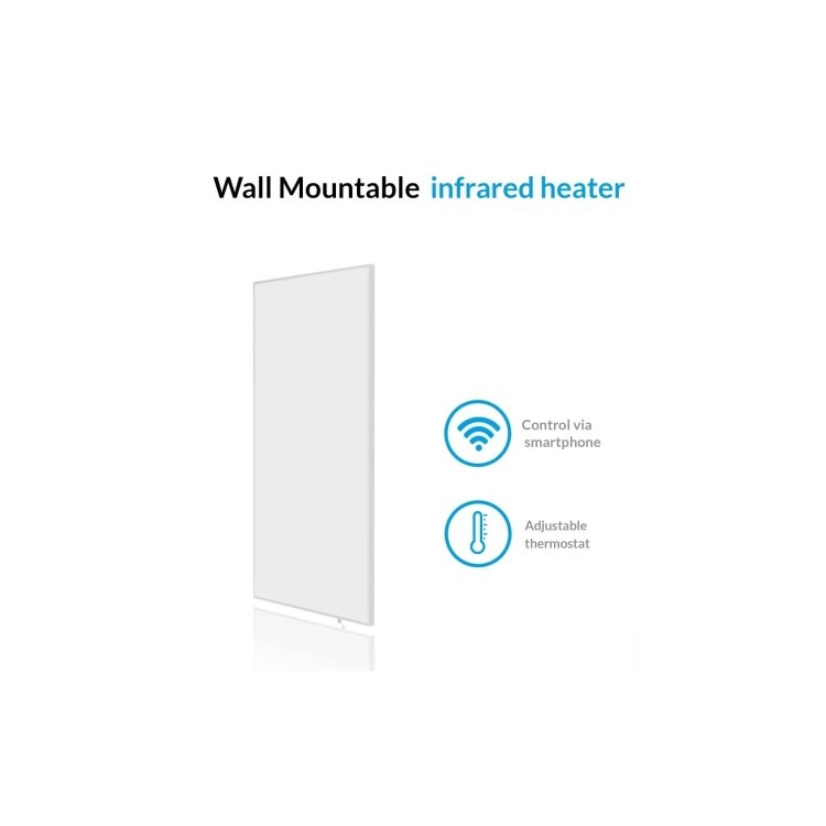 electriQ 700W Smart Infrared Wall Mounted Infrared Panel Heater - Low Energy - 600 x 1150mm - Image 4