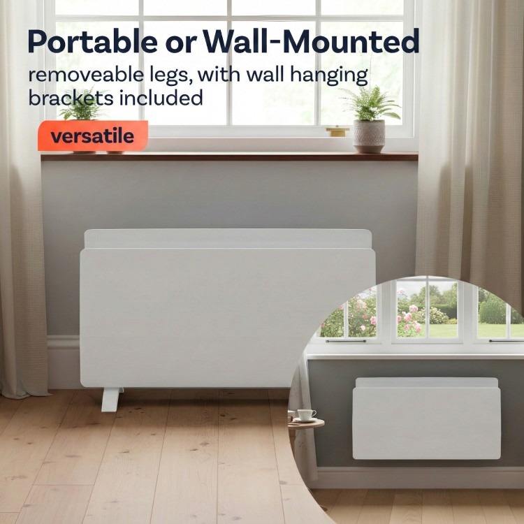 electriQ 2000W Smart Curved Designer Glass Panel Heater - Wall Mountable & Bathroom Safe - White - Image 3