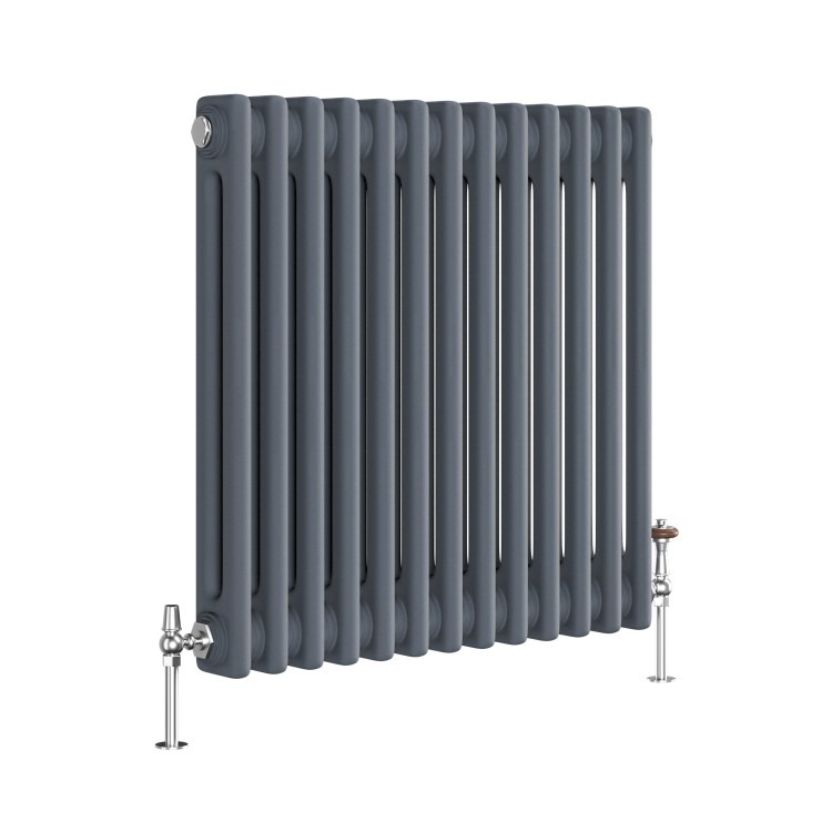 Reggio Anthracite Horizontal Double Column Traditional Radiator 600x605mm 2045 BTU - Cast Iron Style - Image 3
