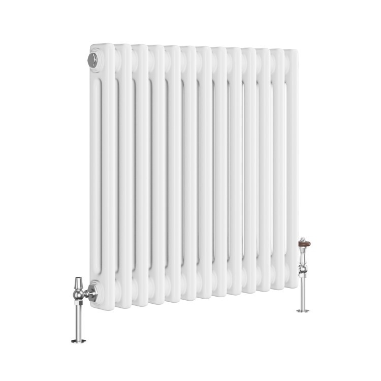 Reggio White Horizontal Double Column Traditional Radiator 600x605mm 2045 BTU - Cast Iron Style - Image 3
