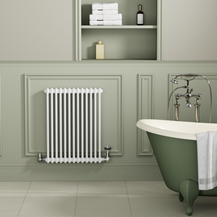 Reggio White Horizontal Double Column Radiator 800x605mm 2680 BTU - Cast Iron Style - Image 2