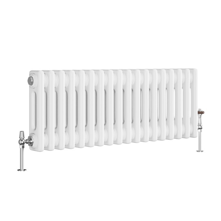 Reggio White Horizontal Double Column Traditional Radiator 300x830mm 1470 BTU - Cast Iron Style - Image 3