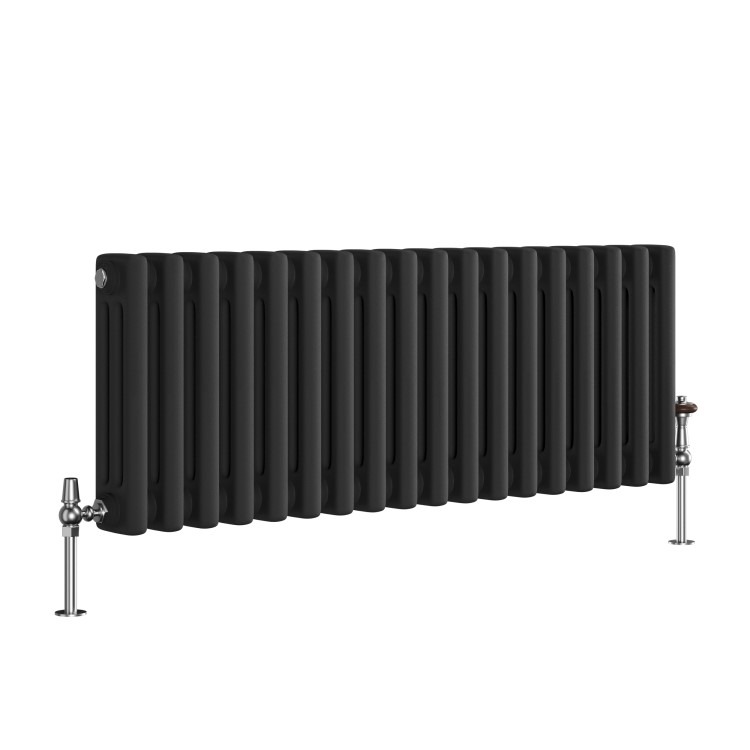 Reggio Midnight Black Horizontal Triple Column Traditional Radiator 300x830mm 1857 BTU - Cast Iron Style - Image 3