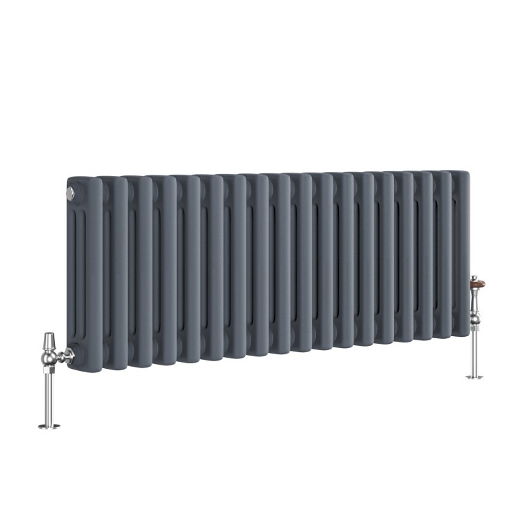 Reggio Anthracite Horizontal Triple Column Traditional Radiator 300x830mm 1857 BTU - Cast Iron Style - Image 3