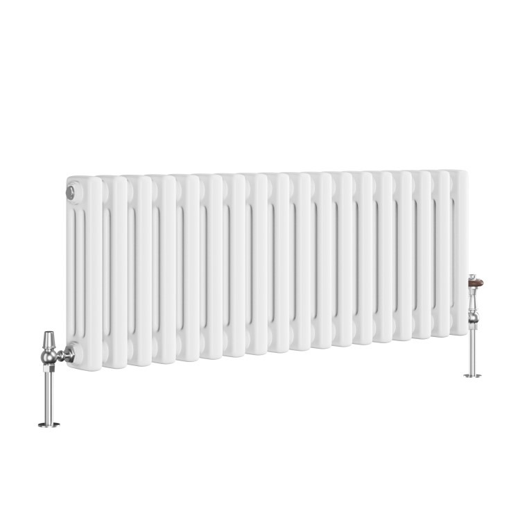 Reggio White Horizontal Triple Column Traditional Radiator 300x830mm 1857 BTU - Cast Iron Style - Image 3