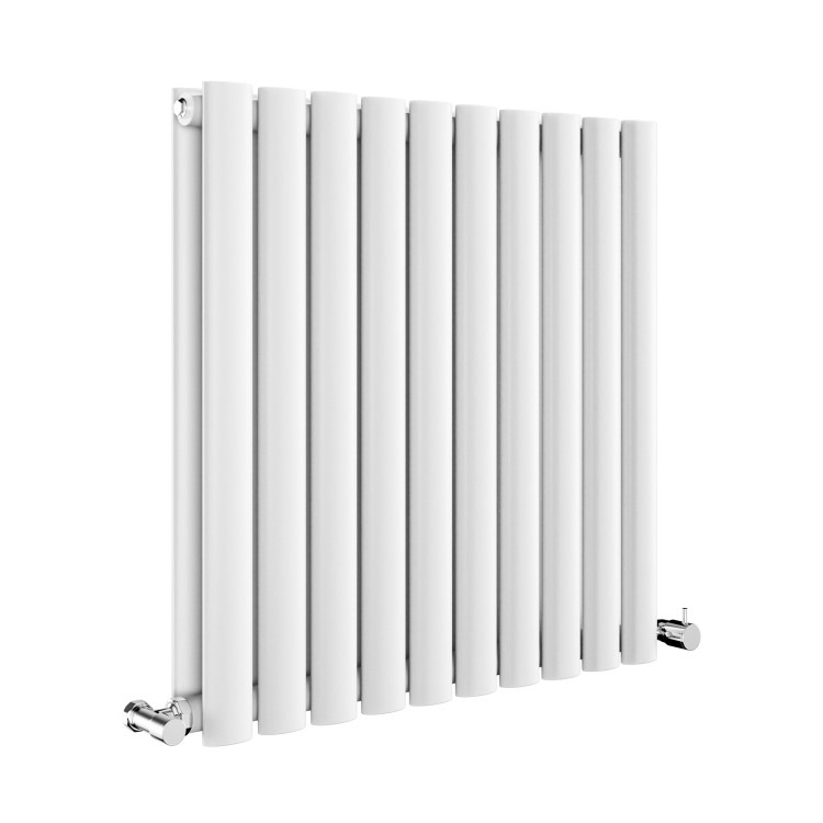 Sorrento White Horizontal Oval Designer Radiator 600x590mm Double Panel 2399 BTU - Image 3