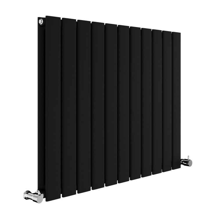 Riace Midnight Black Horizontal Flat Designer Radiator 600x748mm Double Panel 2827 BTU - Image 3