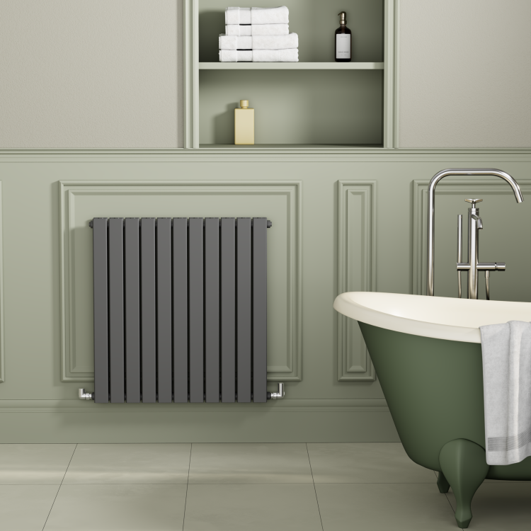 Riace Anthracite Horizontal Flat Designer Radiator 800x748mm Double Panel 3628 BTU - Image 2